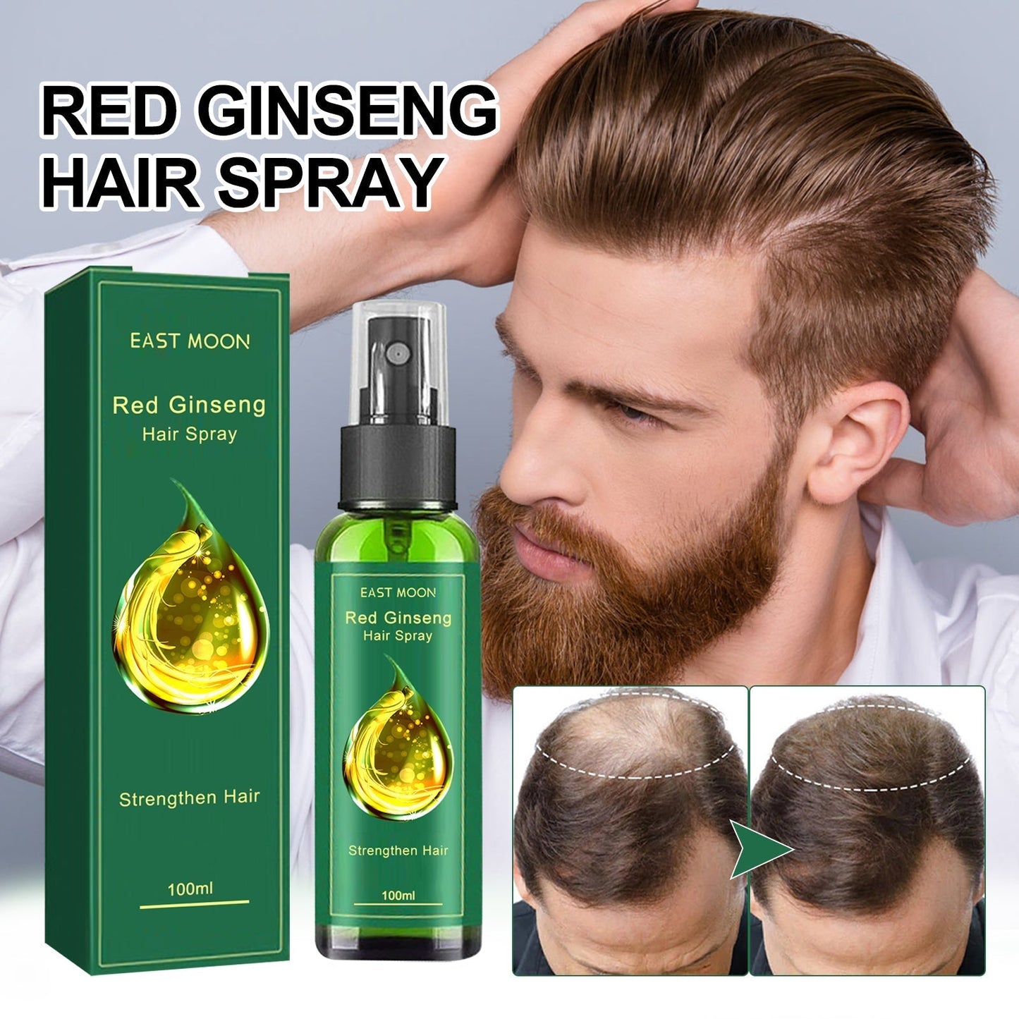 Spray pour la repousse des cheveux au ginseng rouge